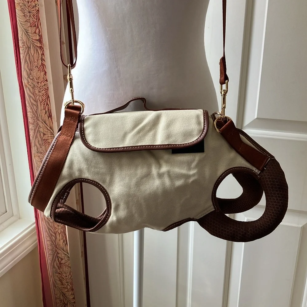 Wakytu Dog Carrier/Harness/Adjustable Dog Leash Cream/Beige Size M